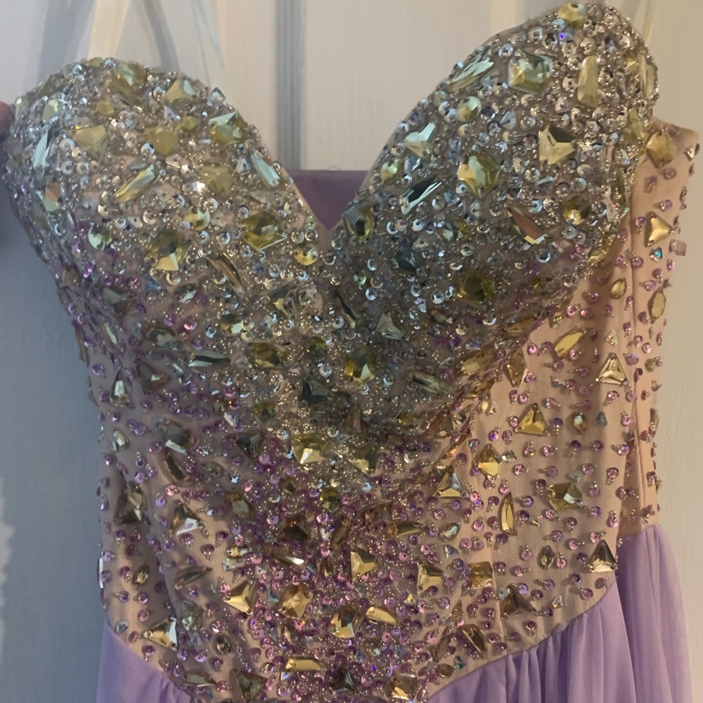 Purple corset back Terani formal dress